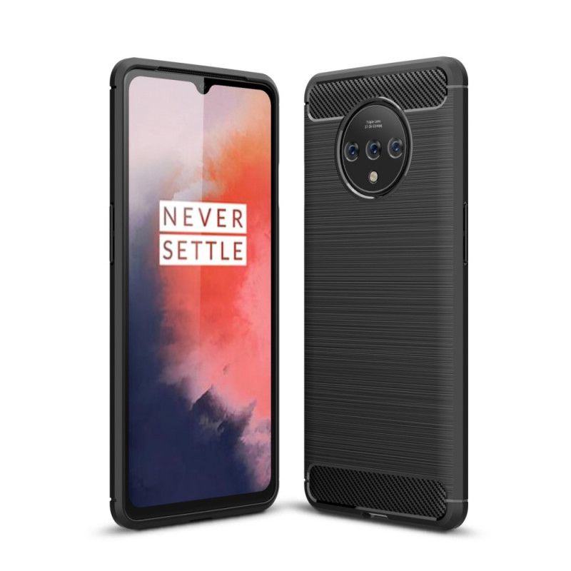 Hülle OnePlus 7T Schwarz Gebürstete Kohlefaser