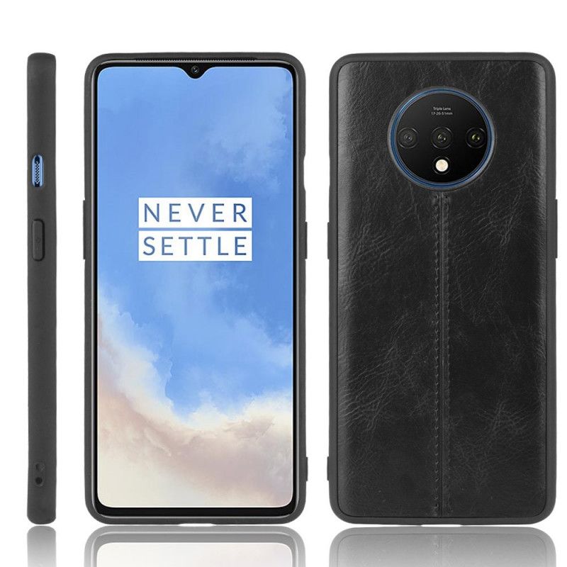 Hülle OnePlus 7T Schwarz Ledernähte