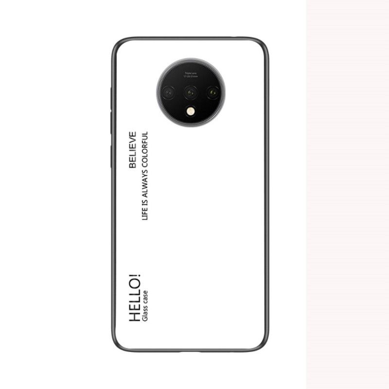 Hülle OnePlus 7T Weiß Hallo Gehärtetes Glas