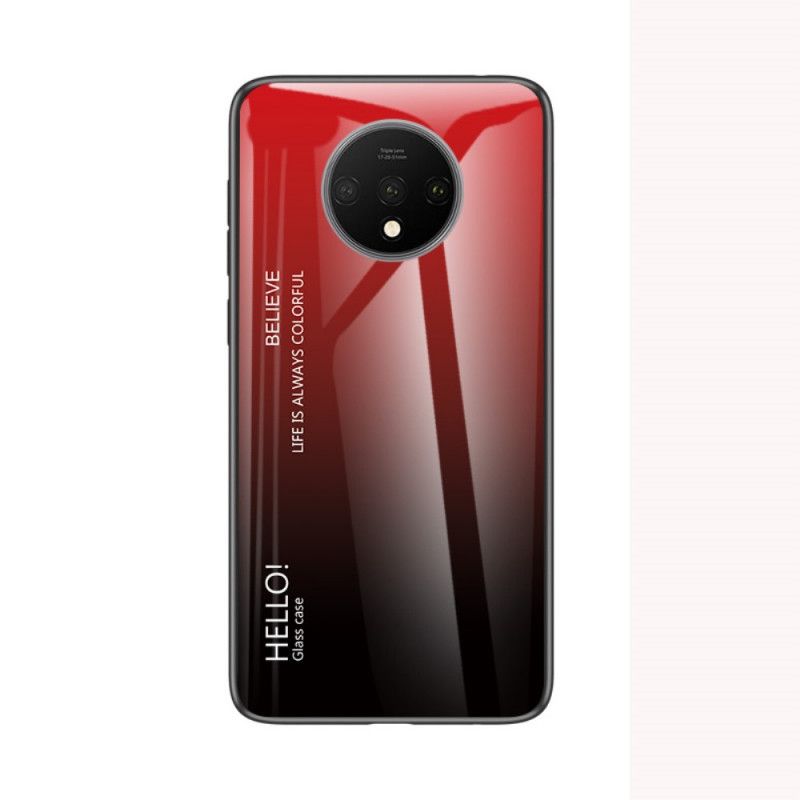 Hülle OnePlus 7T Weiß Hallo Gehärtetes Glas