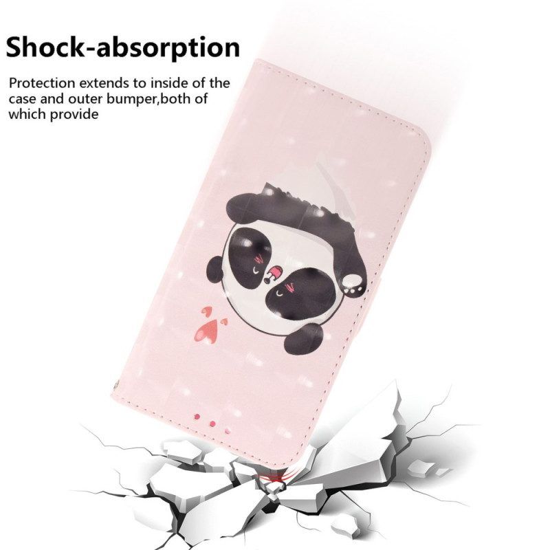 Flip Case Für Xiaomi 13 Mit Kordel Panda Love Mit Schlüsselband
