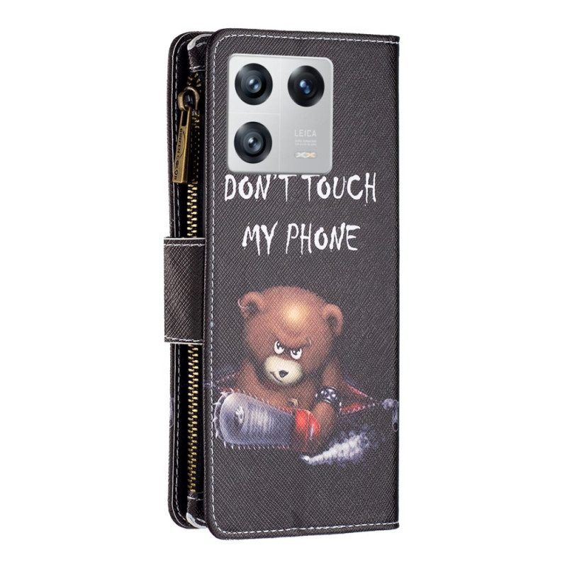 Lederhüllen Für Xiaomi 13 Reißverschlusstasche Dangerous Bear