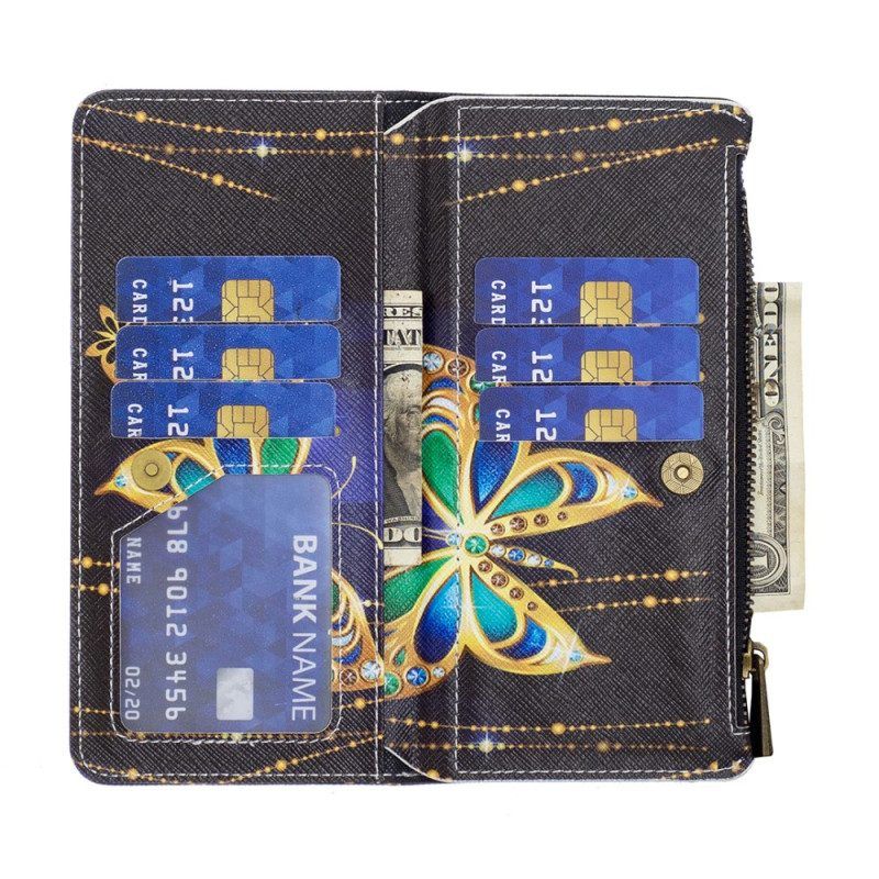 Lederhüllen Für Xiaomi 13 Reißverschlusstasche Mit Schmetterlingen