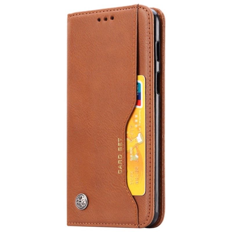 Flip Case OnePlus 6 Schwarz Kartenhalter Aus Kunstleder