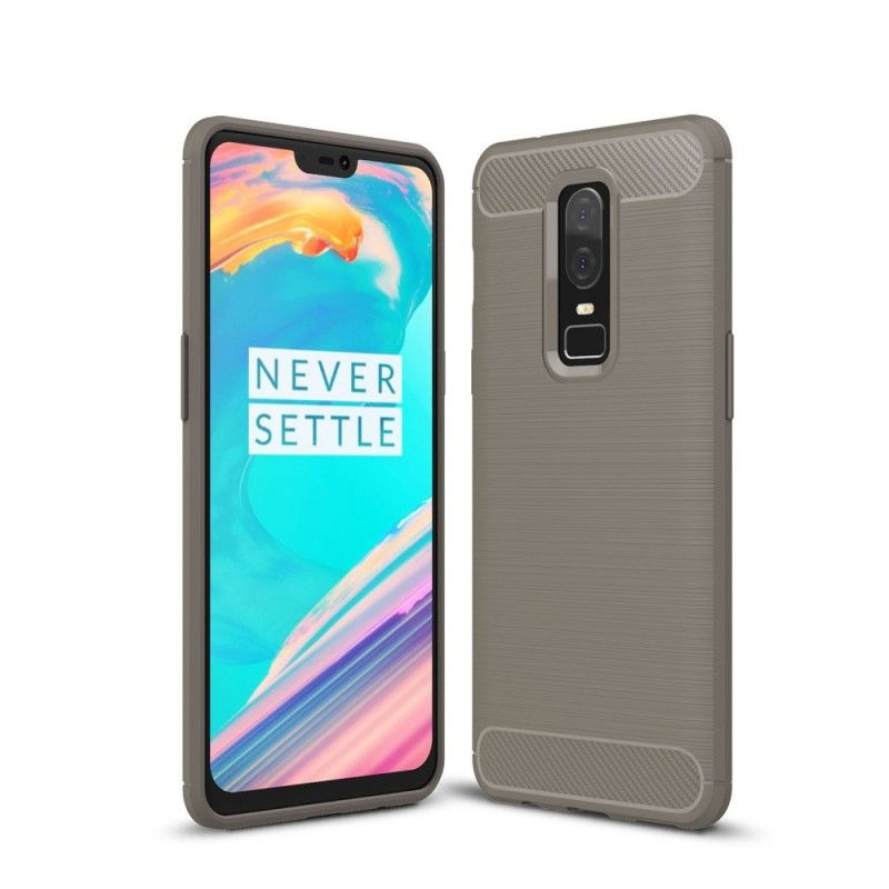 Hülle OnePlus 6 Schwarz Gebürstete Kohlefaser