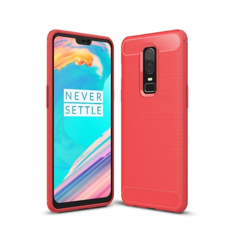 Hülle OnePlus 6 Schwarz Gebürstete Kohlefaser