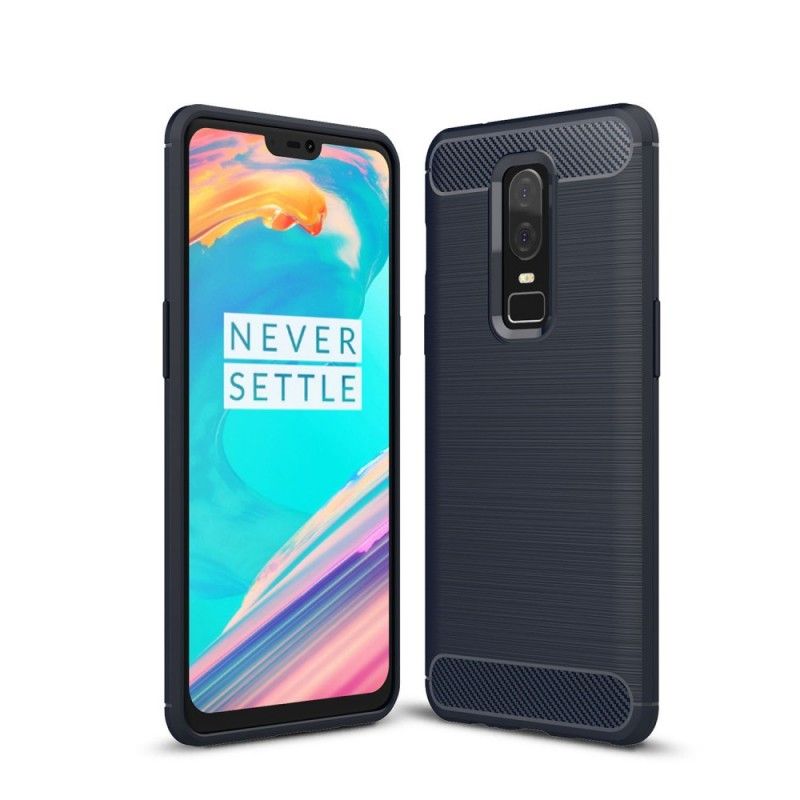 Hülle OnePlus 6 Schwarz Gebürstete Kohlefaser