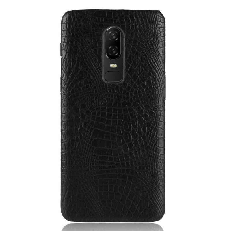 Hülle OnePlus 6 Schwarz Handyhülle Krokodilhauteffekt