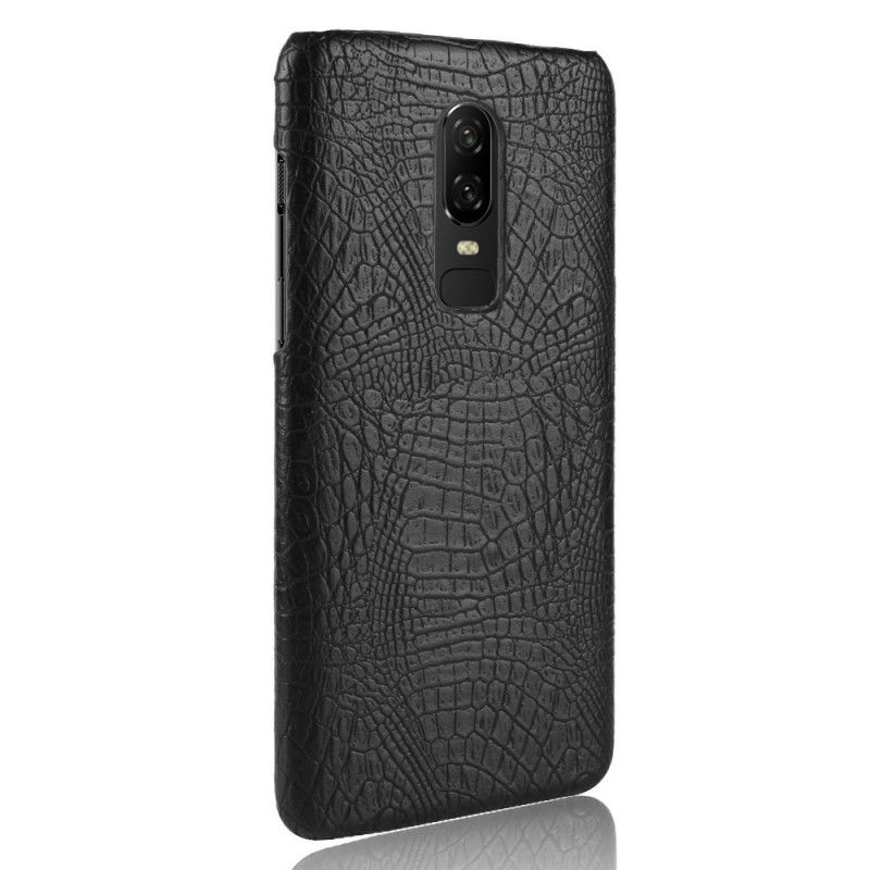 Hülle OnePlus 6 Schwarz Handyhülle Krokodilhauteffekt