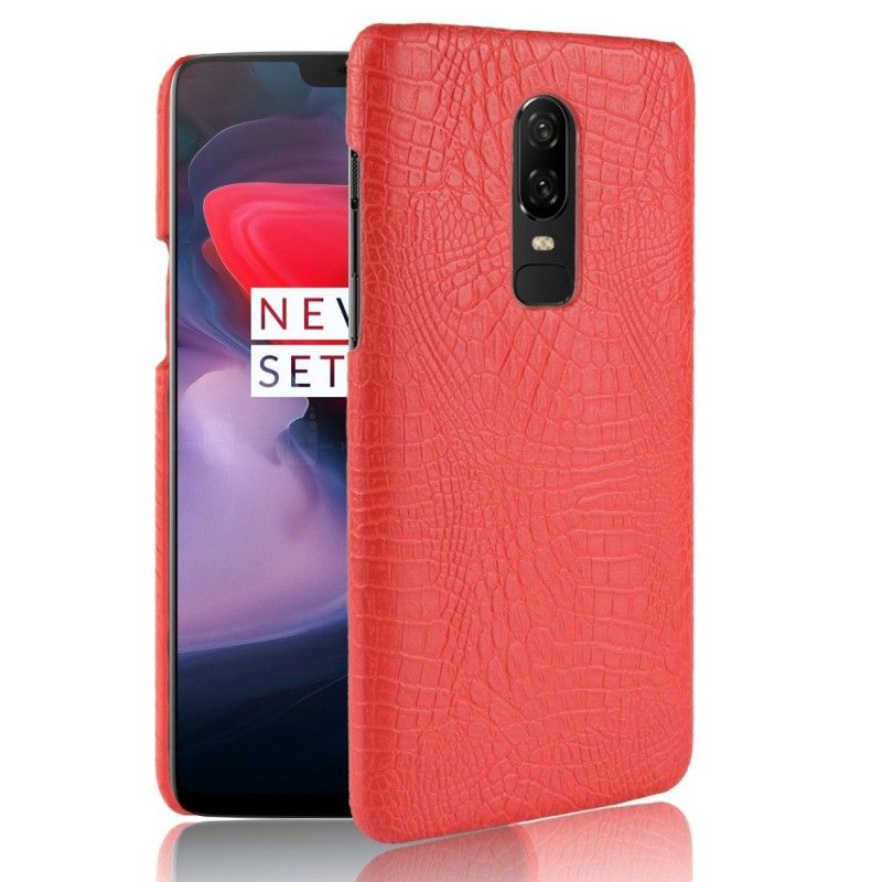 Hülle OnePlus 6 Schwarz Handyhülle Krokodilhauteffekt