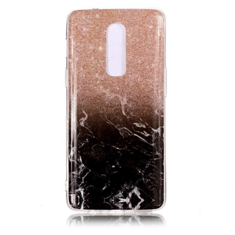 Hülle OnePlus 6 Schwarz Handyhülle Marmorglitter