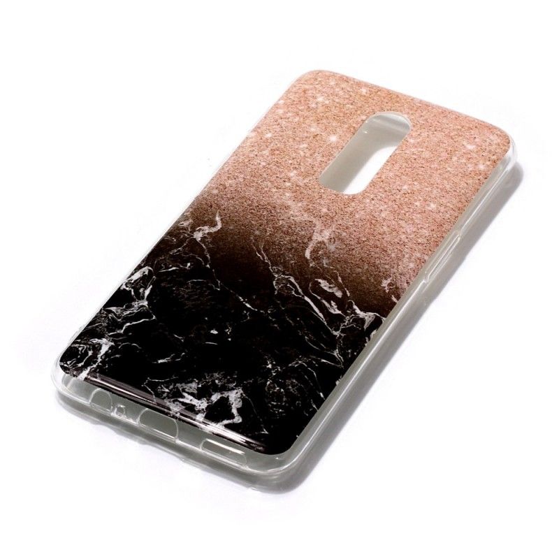 Hülle OnePlus 6 Schwarz Handyhülle Marmorglitter