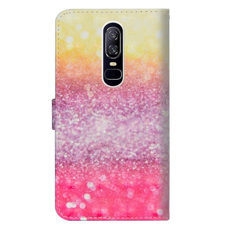 Lederhüllen OnePlus 6 Gradient Magenta Glitter