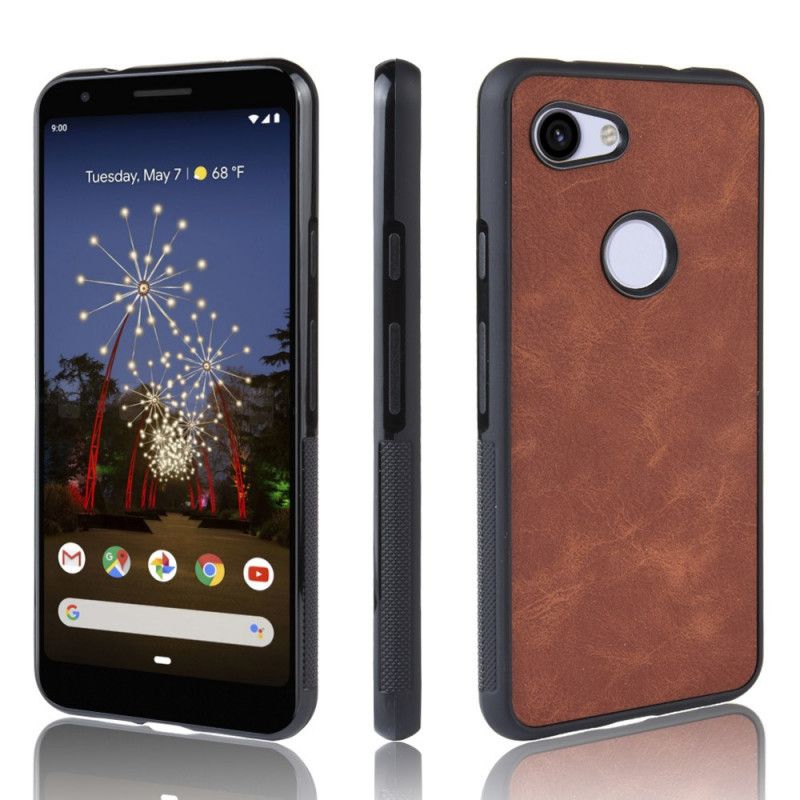 Hülle Google Pixel 3A XL Dunkelblau Ledereffekt Im Vintage-Look