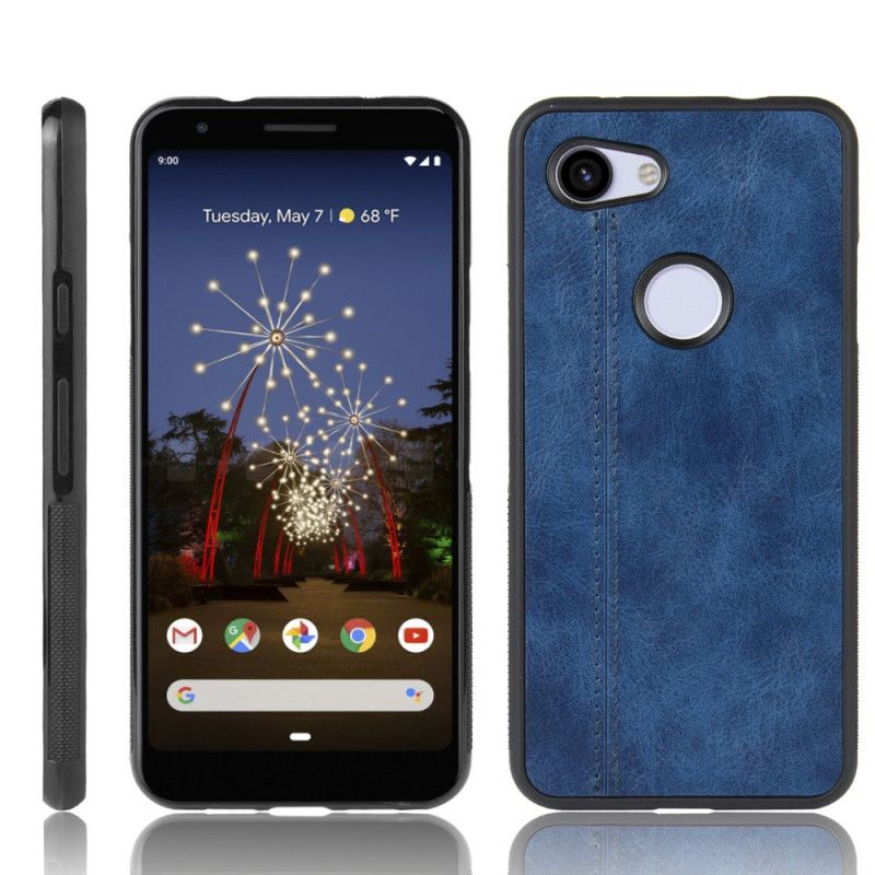 Hülle Google Pixel 3A XL Schwarz Genähter Ledereffekt