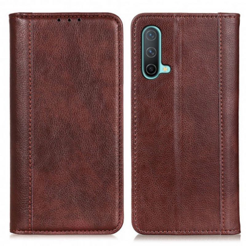 Flip Case Für Oneplus Nord Ce 5g Elegance Spaltleder Litschi