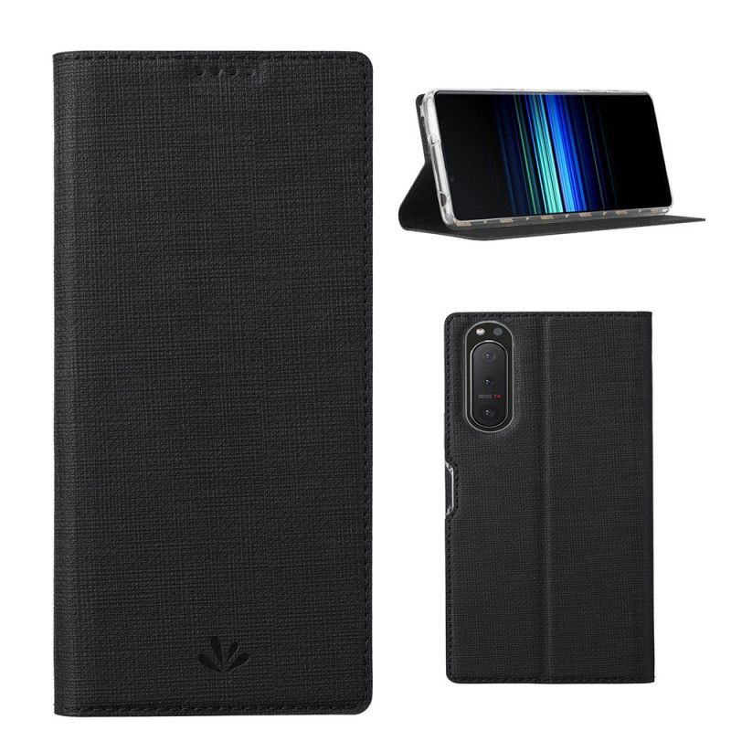 Flip Case Für Sony Xperia 5 II Schwarz Texturiertes Vili Dmx