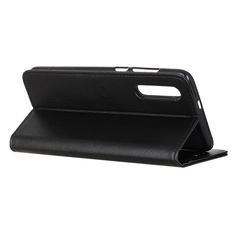 Flip Case Sony Xperia 5 II Schwarz Einzelnes Geteiltes Litschileder