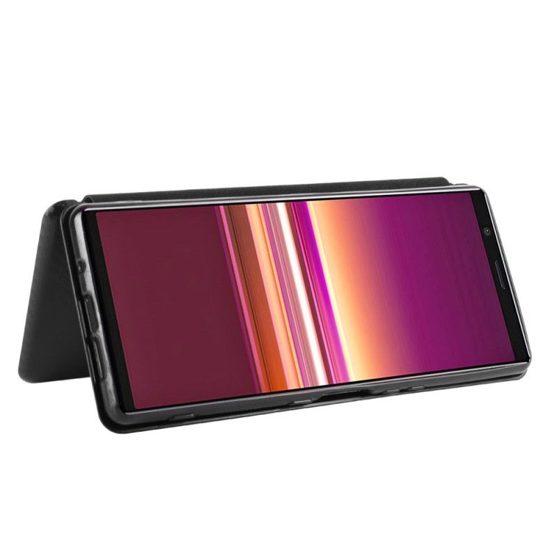 Flip Case Sony Xperia 5 II Schwarz Gefärbtes Kohlenstoffsilikon