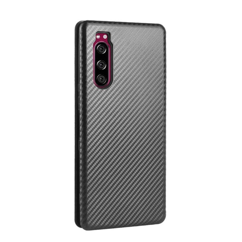 Flip Case Sony Xperia 5 II Schwarz Gefärbtes Kohlenstoffsilikon