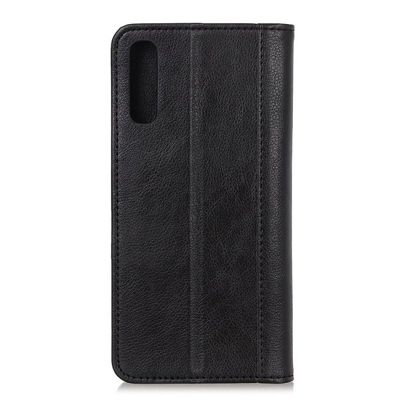 Flip Case Sony Xperia 5 II Schwarz Geteilte Lederversion