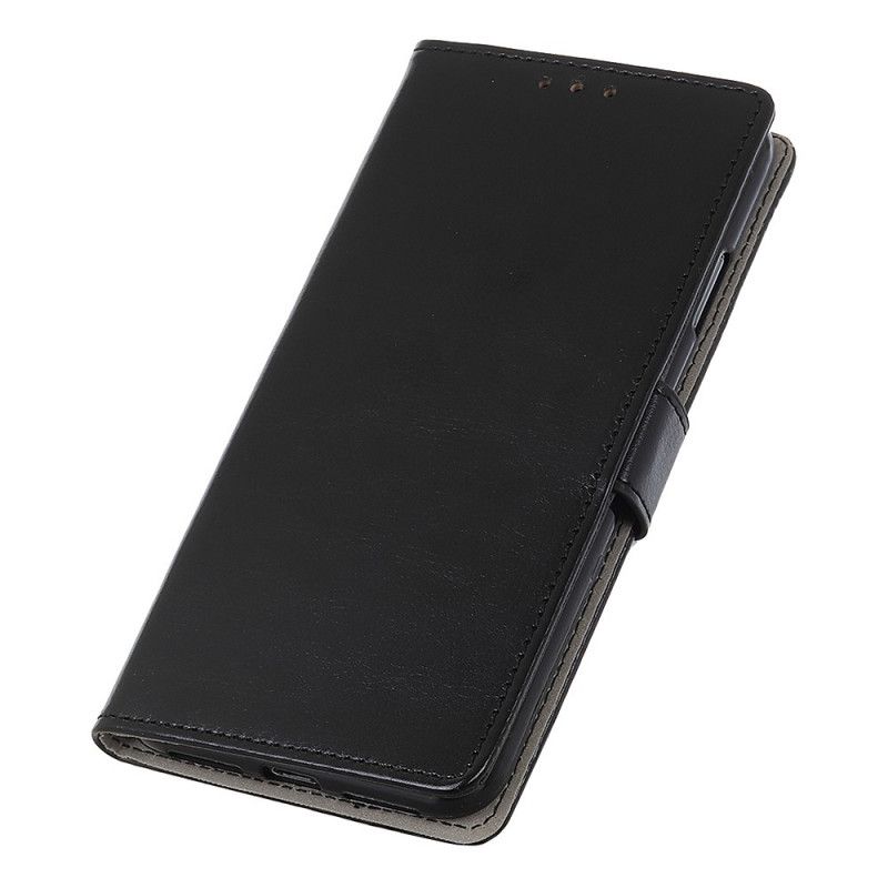 Lederhüllen Sony Xperia 5 II Schwarz Handyhülle Einfacher Glänzender Ledereffekt
