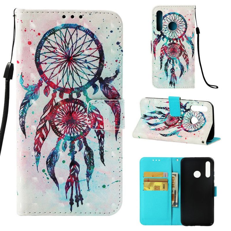 Lederhüllen Huawei P Smart Plus 2019 Hellblau Aquarell-Traumfänger