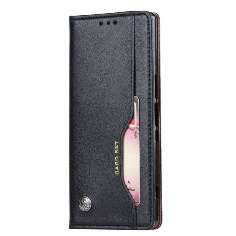 Flip Case Sony Xperia 1 Schwarz Kartenhalter Aus Kunstleder