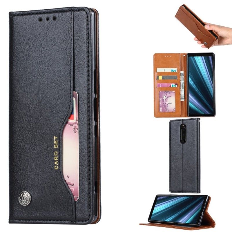 Flip Case Sony Xperia 1 Schwarz Kartenhalter Aus Kunstleder