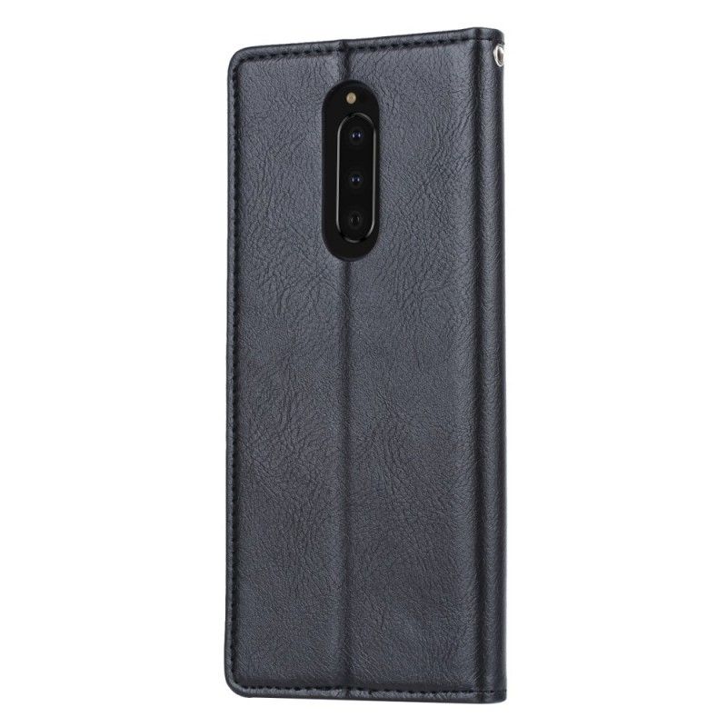 Flip Case Sony Xperia 1 Schwarz Kartenhalter Aus Kunstleder