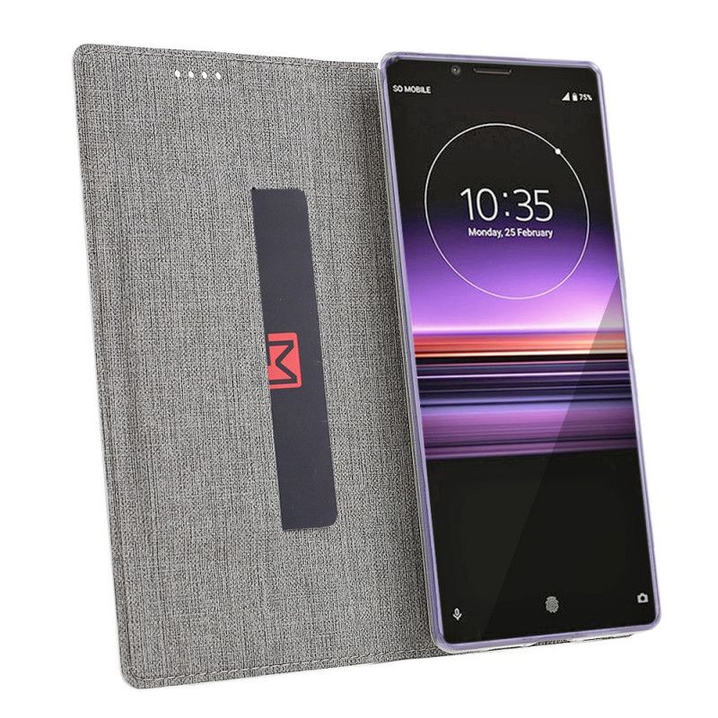 Flip Case Sony Xperia 1 Schwarz Strukturiert