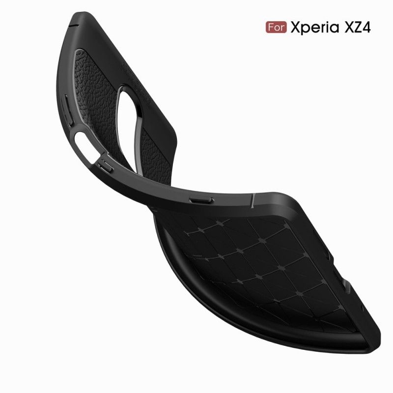 Hülle Für Sony Xperia 1 Schwarz Doppellinien-Litschileder-Effekt