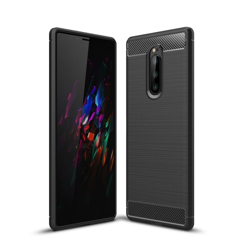 Hülle Sony Xperia 1 Schwarz Gebürstete Kohlefaser