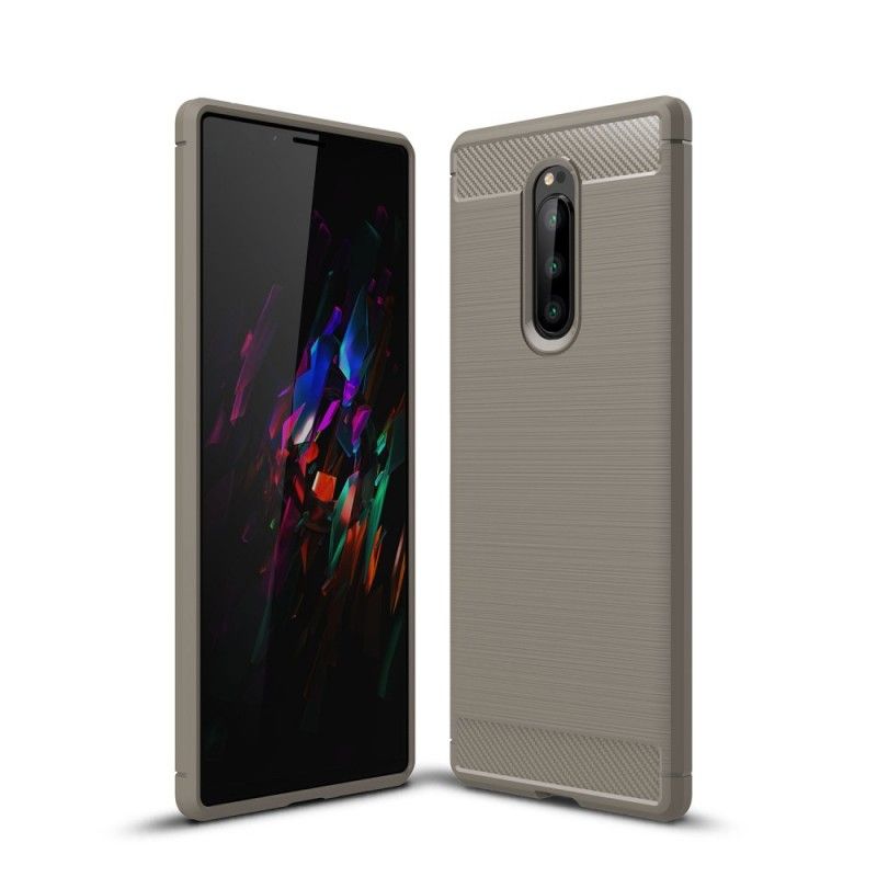 Hülle Sony Xperia 1 Schwarz Gebürstete Kohlefaser