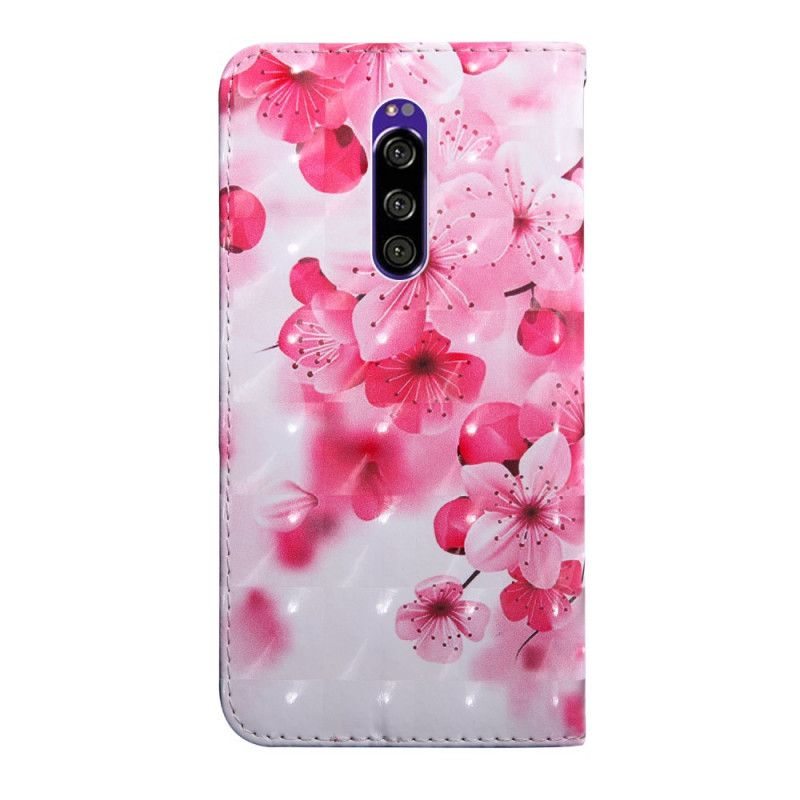 Lederhüllen Sony Xperia 1 Handyhülle Rosa Blüten