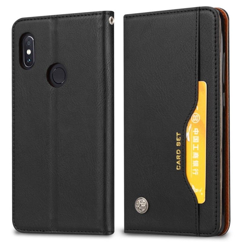 Flip Case Xiaomi Redmi Note 5 Schwarz Handyhülle Kartenhalter Aus Kunstleder