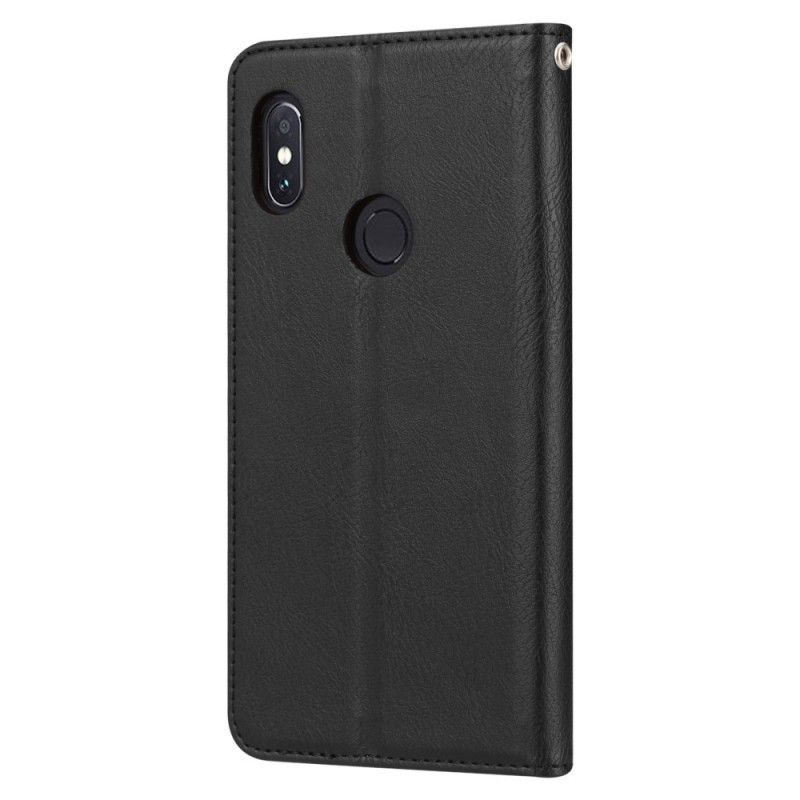 Flip Case Xiaomi Redmi Note 5 Schwarz Handyhülle Kartenhalter Aus Kunstleder