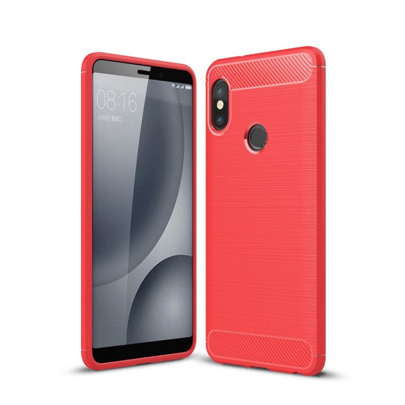 Hülle Xiaomi Redmi Note 5 Rot Gebürstete Kohlefaser