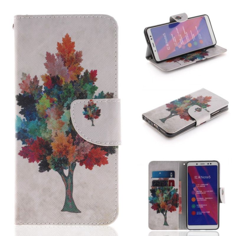 Lederhüllen Für Xiaomi Redmi Note 5 Aquarellbaum