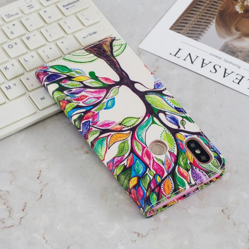 Lederhüllen Xiaomi Redmi Note 5 Handyhülle Farbiger Baum