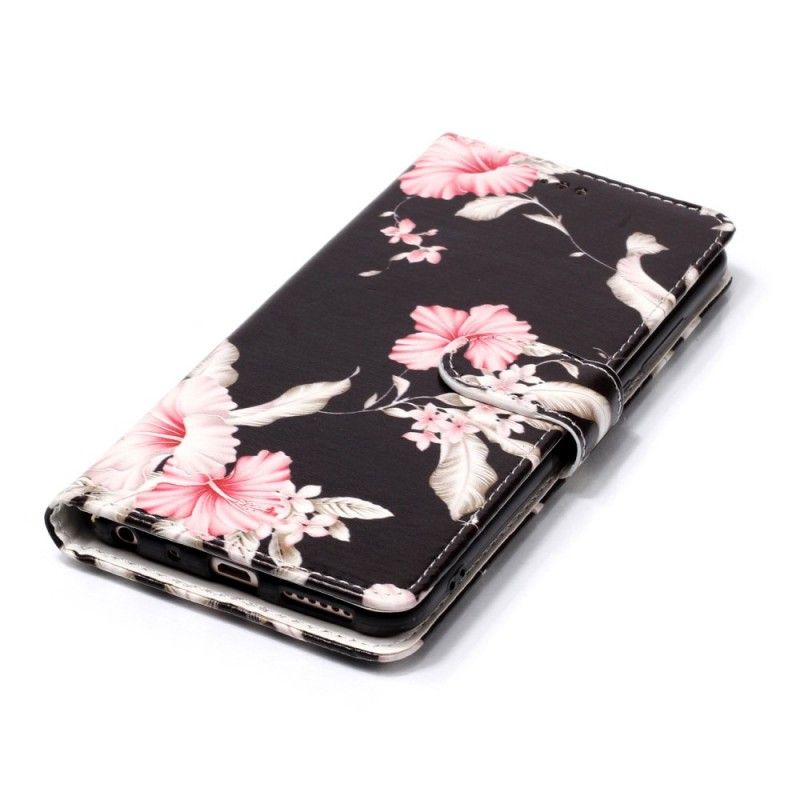 Lederhüllen Xiaomi Redmi Note 5 Handyhülle Rosa Blüten