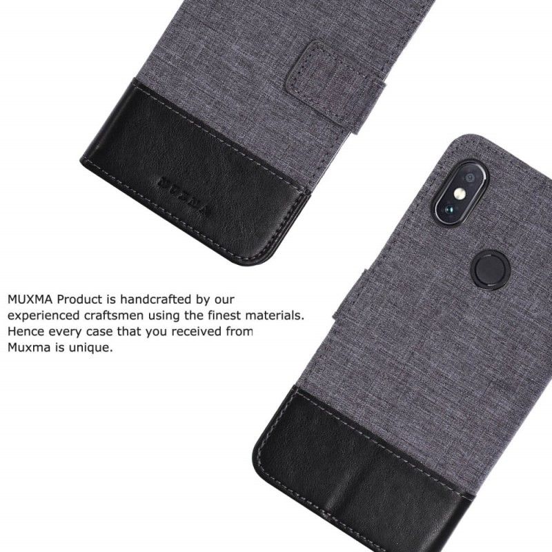 Lederhüllen Xiaomi Redmi Note 5 Schwarz Muxma-Stoff- Und Ledereffekt