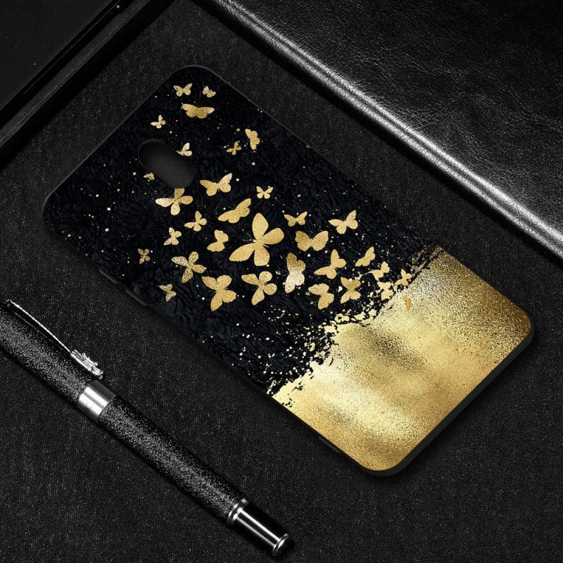 Hülle Xiaomi Redmi 8A Flexible Silikongoldschmetterlinge