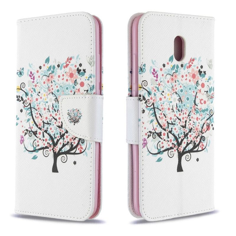 Lederhüllen Xiaomi Redmi 8A Handyhülle Blühender Baum