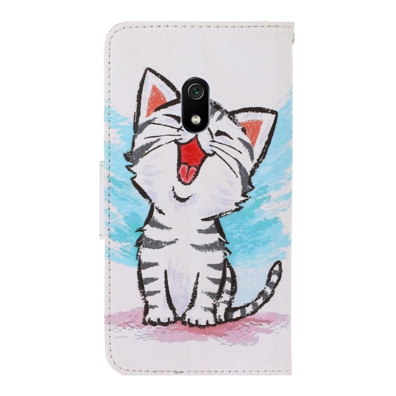 Lederhüllen Xiaomi Redmi 8A Handyhülle Farbiges Kätzchen Mit Tanga