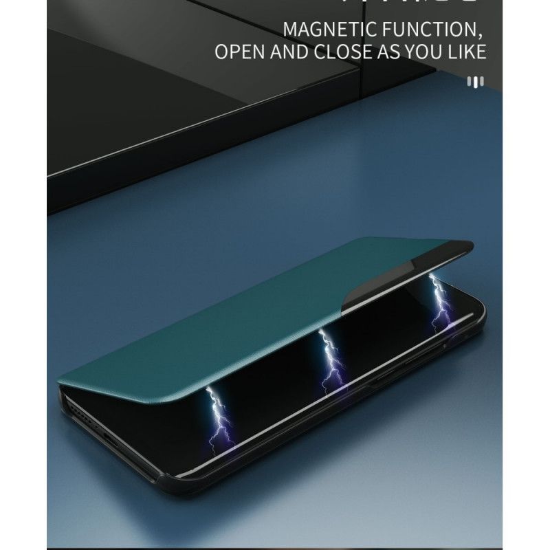 Ansichtsabdeckung Samsung Galaxy A72 4G / A72 5G Schwarz Strukturiertes Kunstleder