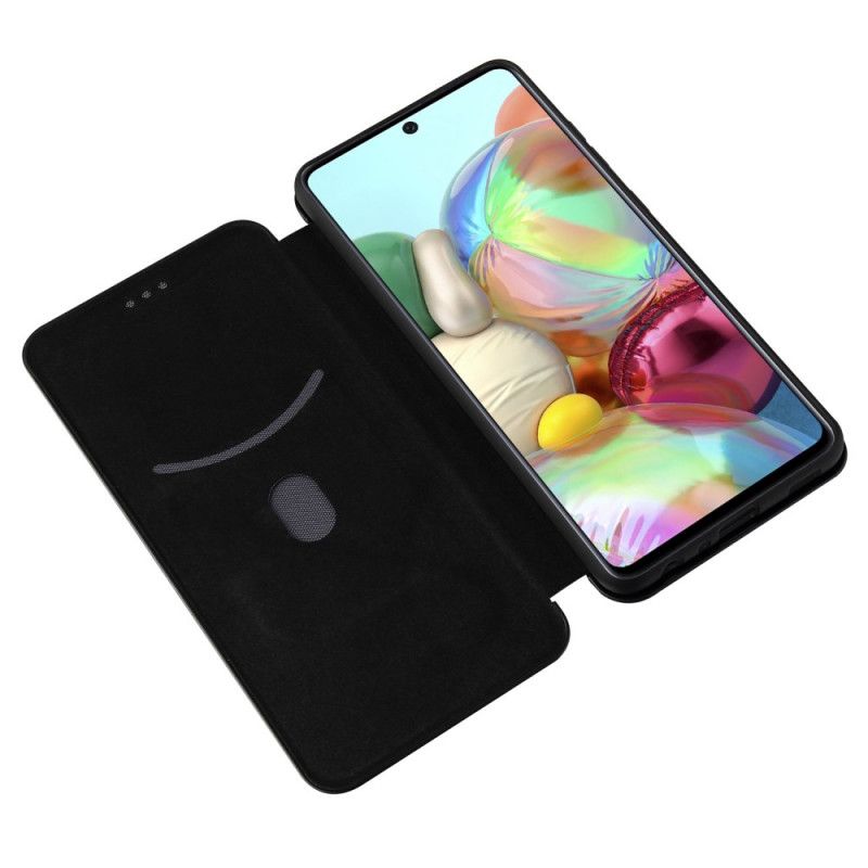 Flip Case Für Samsung Galaxy A72 4G / A72 5G Schwarz Kohlefaser