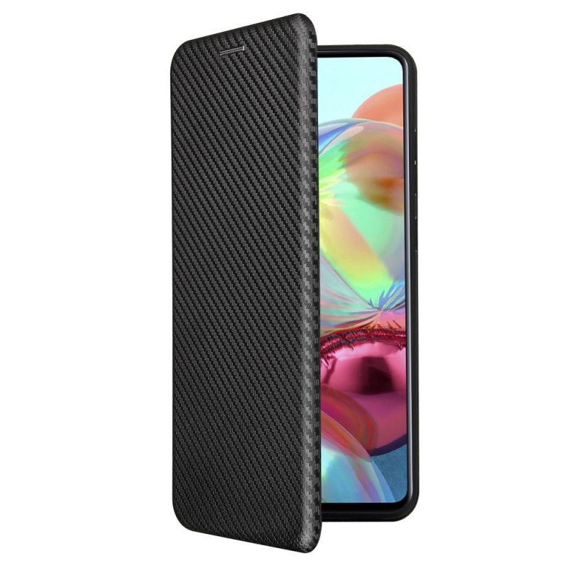 Flip Case Für Samsung Galaxy A72 4G / A72 5G Schwarz Kohlefaser