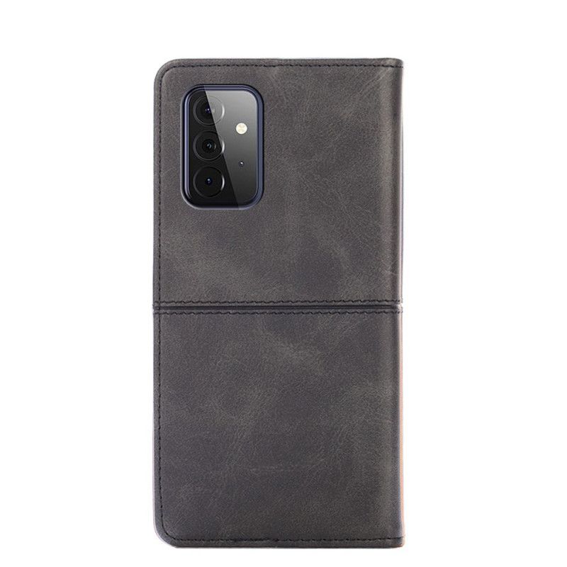 Flip Case Samsung Galaxy A72 4G / A72 5G Schwarz Couture-Lederstil