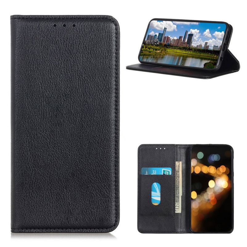 Flip Case Samsung Galaxy A72 4G / A72 5G Schwarz Elegantes Geteiltes Litschileder